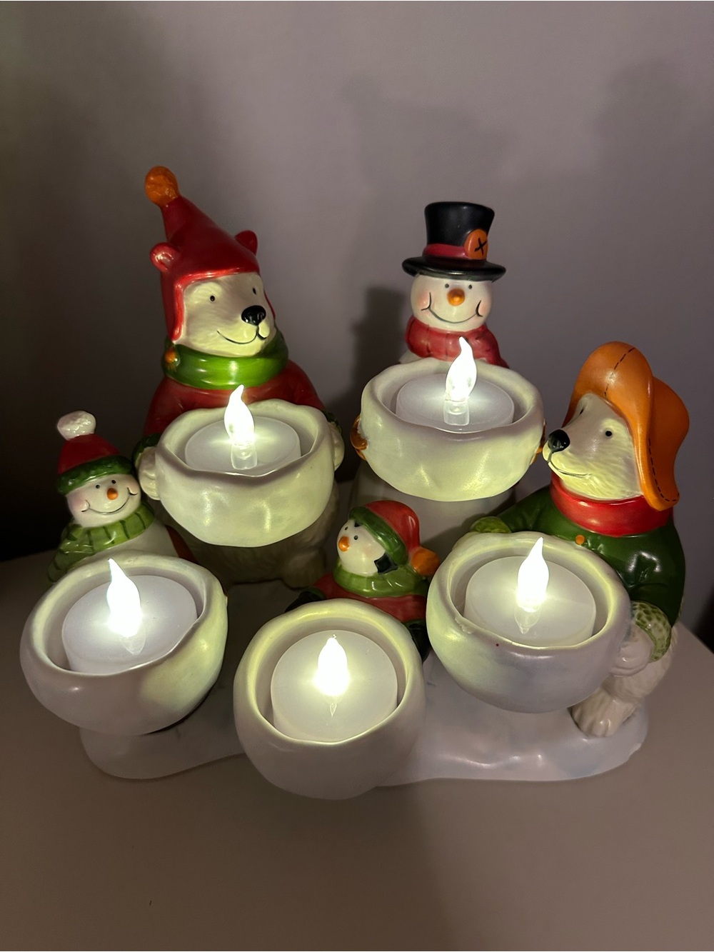 Yankee Candle Red, Green and Orange Ceramic Holiday Figurine Candle Holder!!
